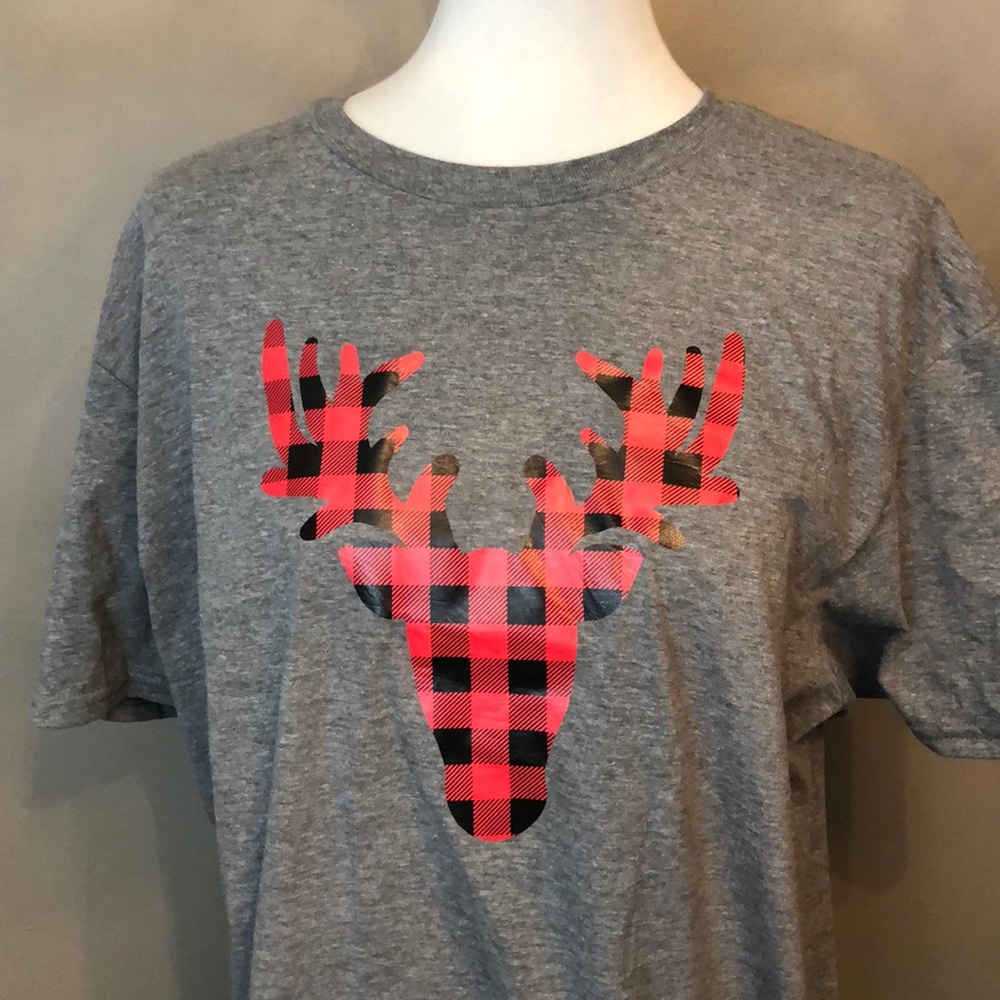 Buffalo Plaid Reindeer Tee